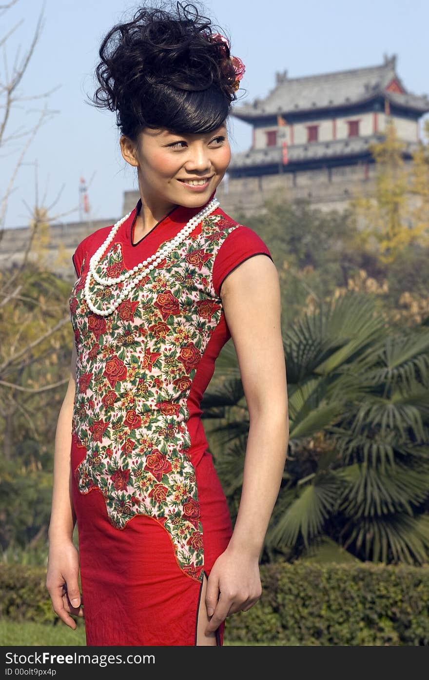 A girl in chinese traditional costume.Xian,China. A girl in chinese traditional costume.Xian,China.