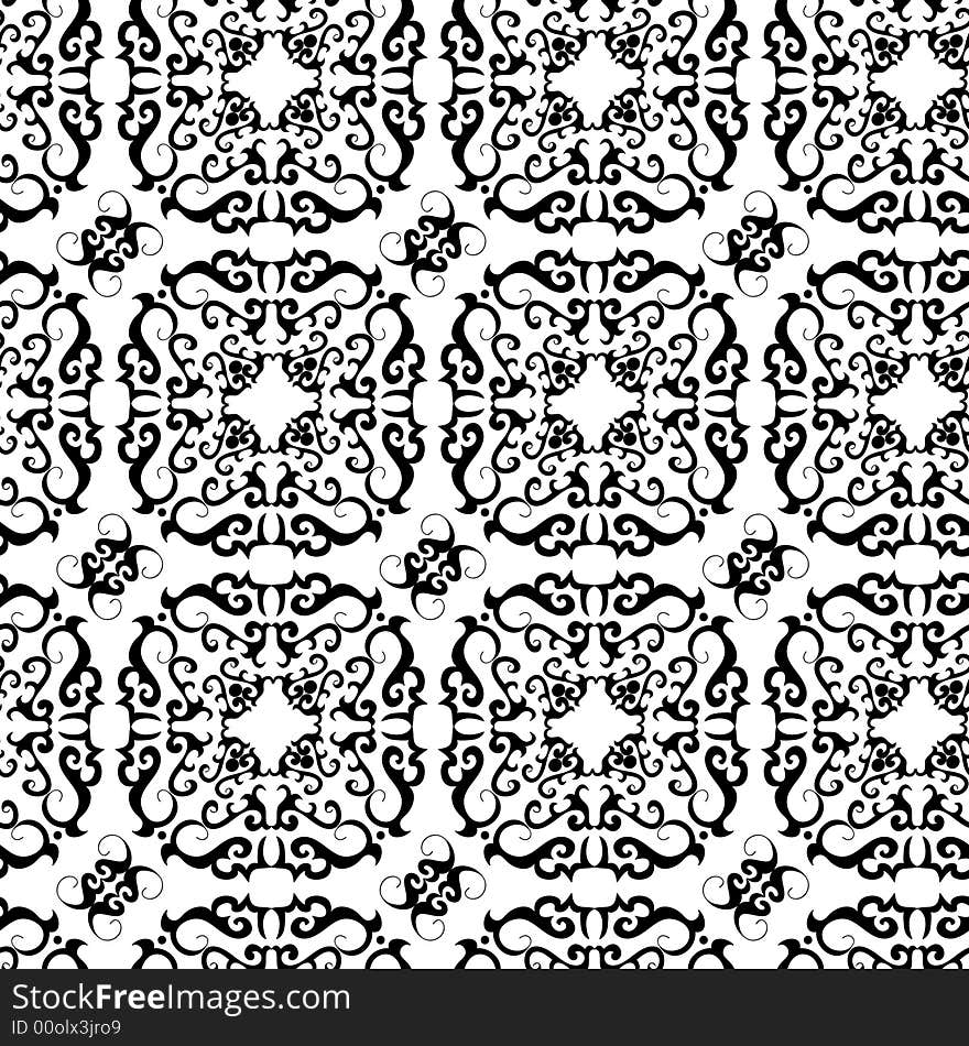 Seamless black ornament vector pattern. Seamless black ornament vector pattern