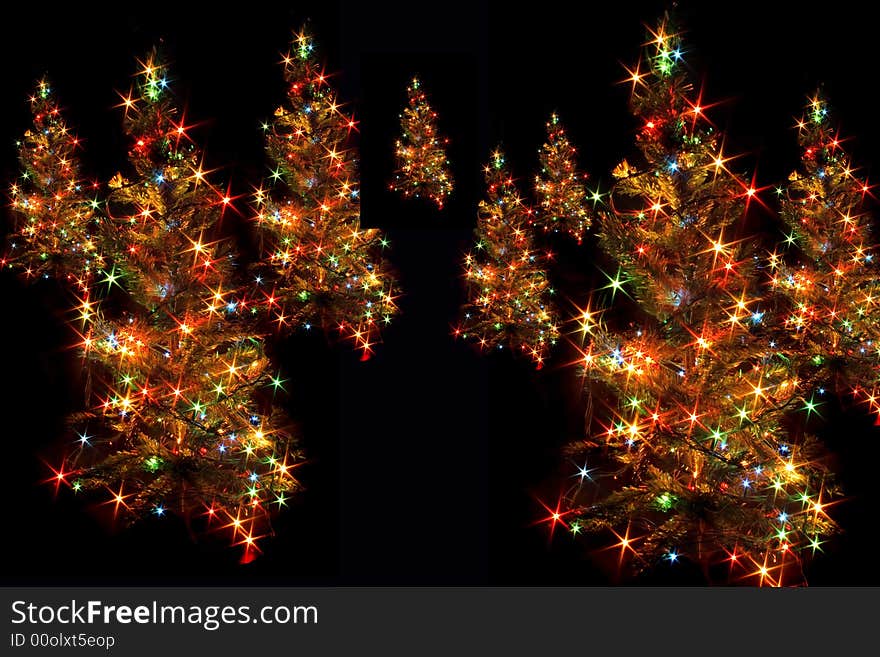 Xmas tree (lights) on the black background. Xmas tree (lights) on the black background