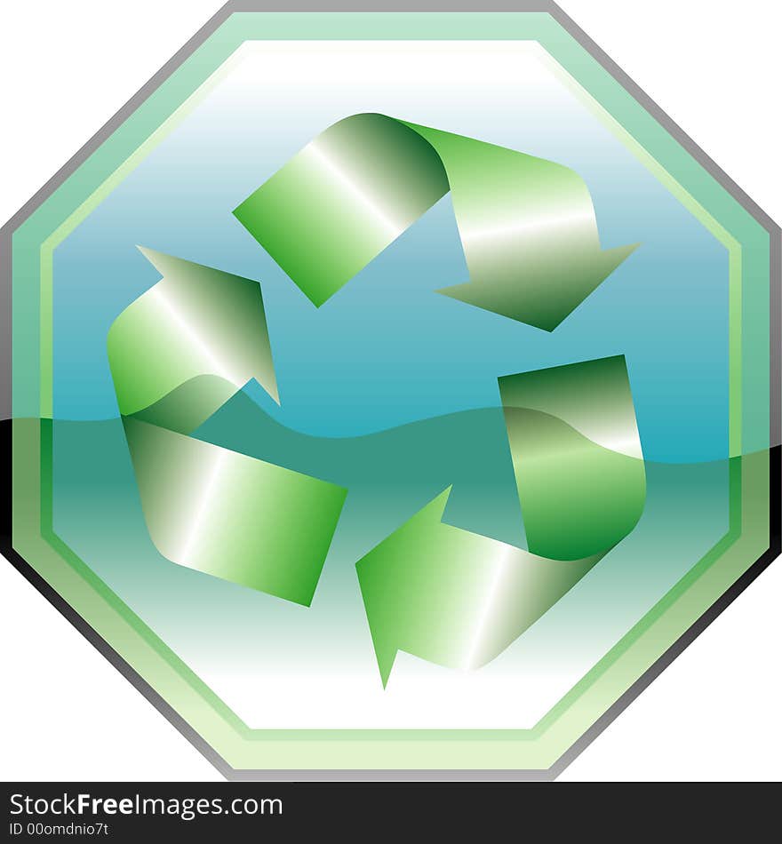 Vector illustration recycling symbol on traffic sign. Vector illustration recycling symbol on traffic sign