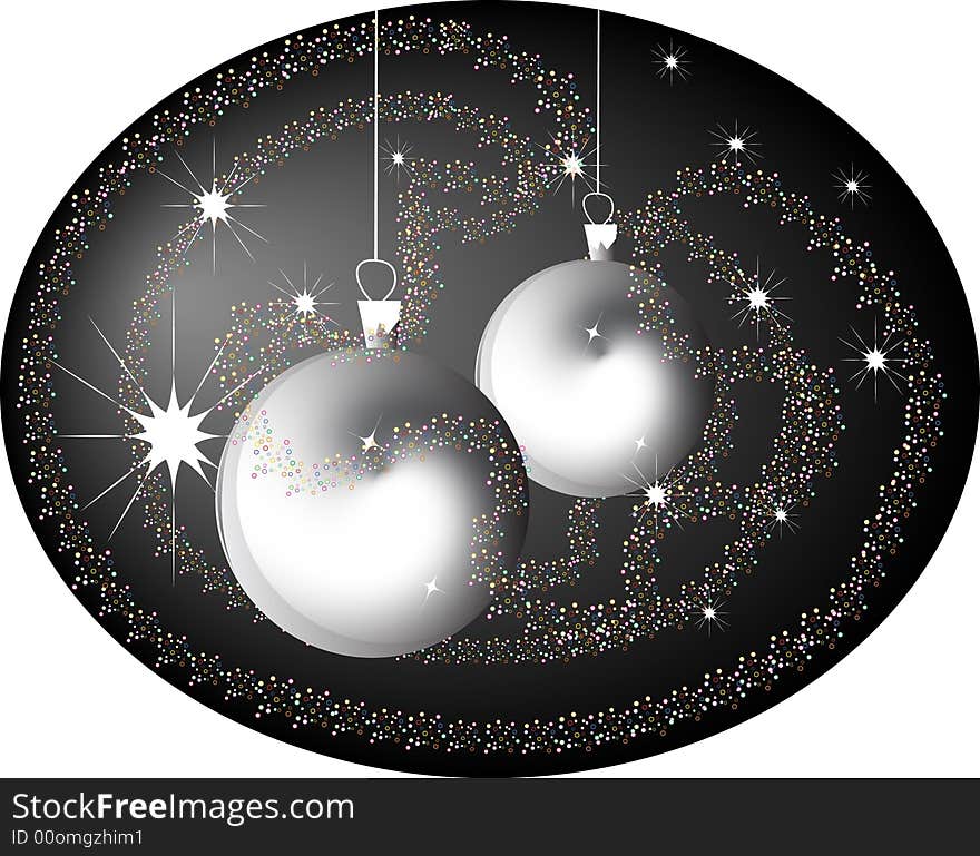 Christmas baubles on black background