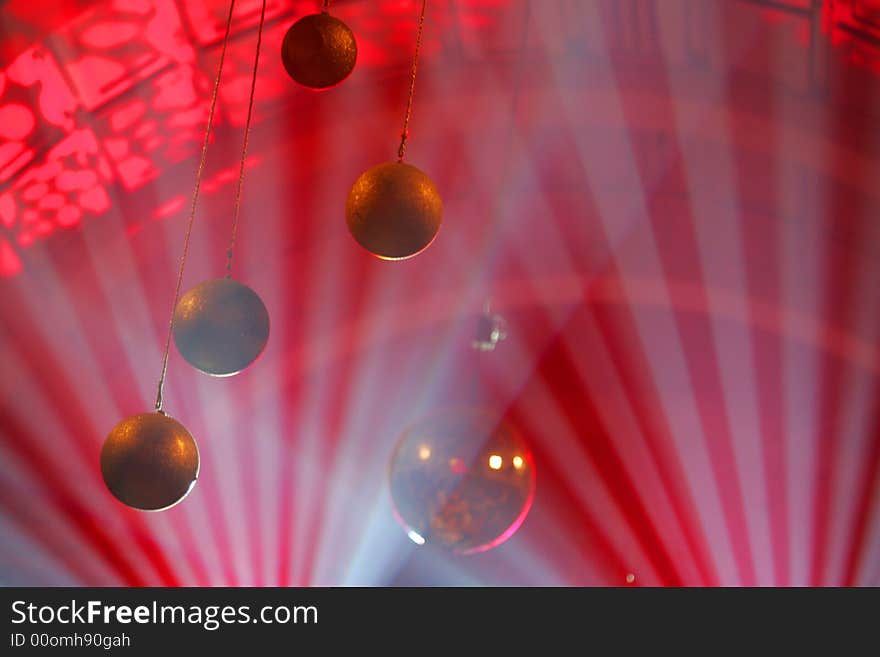 Red christmas decoration of disco club