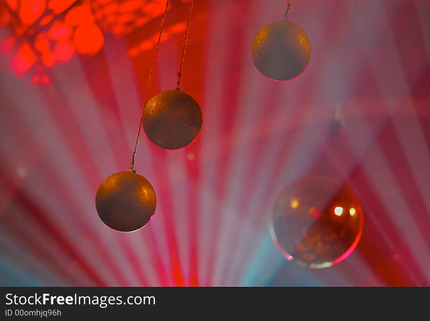 Light and ball decoration of disco club. Light and ball decoration of disco club