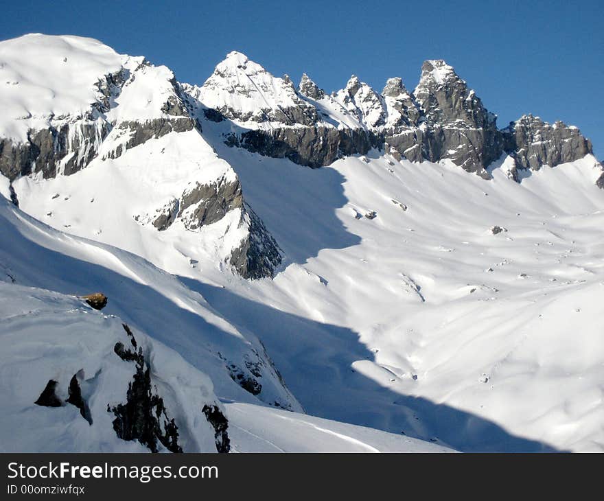 Snow on the Swiss Mountains