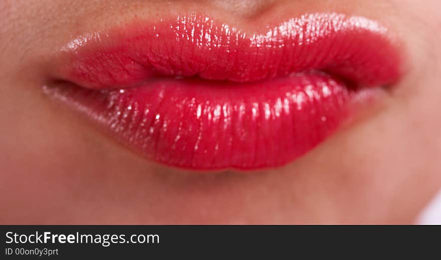 Close-up of a woman's red lips