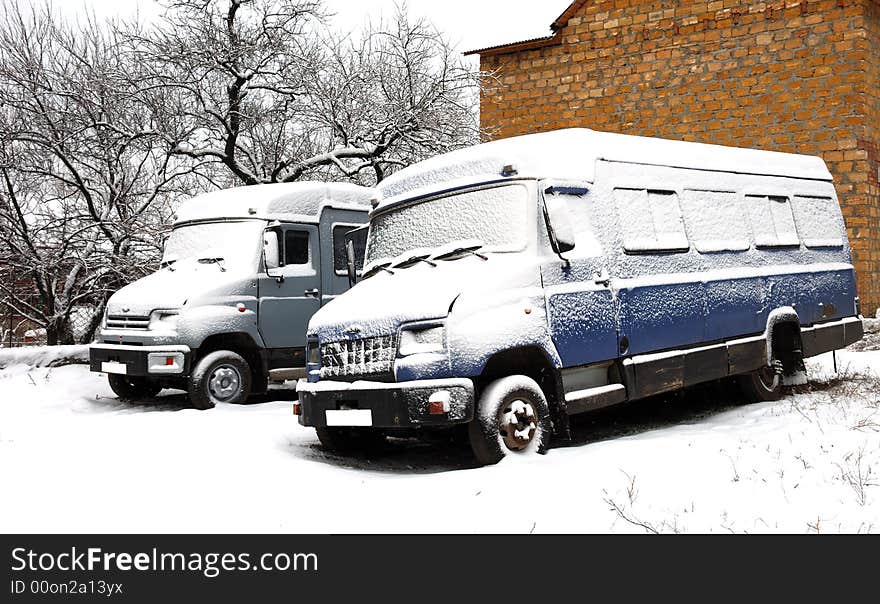 Buses Under Snow