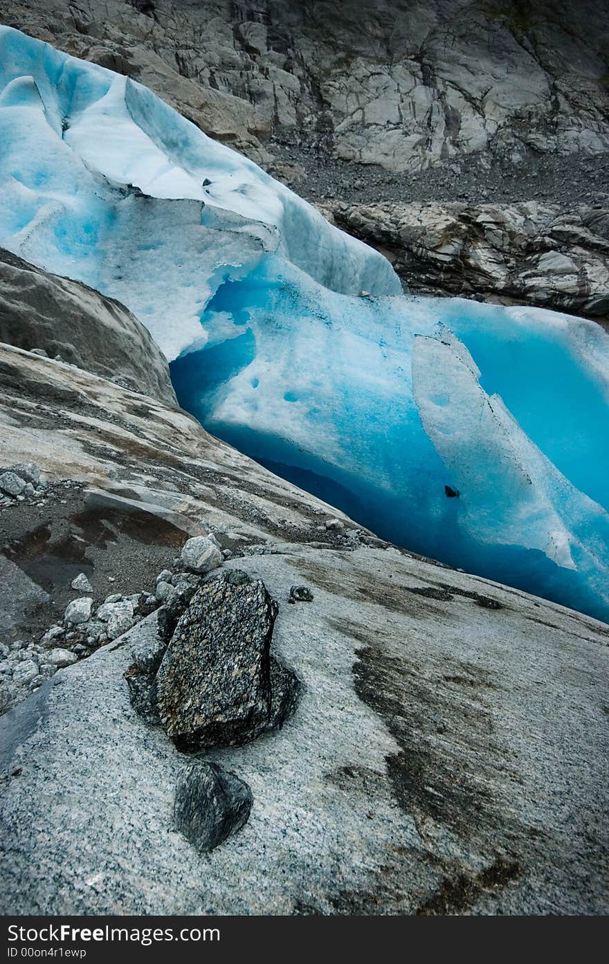 Bryksdalsbreen glacier in norwegian mountains. Bryksdalsbreen glacier in norwegian mountains.