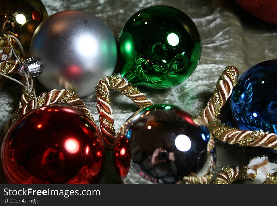 A beautiful composition of light and Christmas items. A beautiful composition of light and Christmas items.