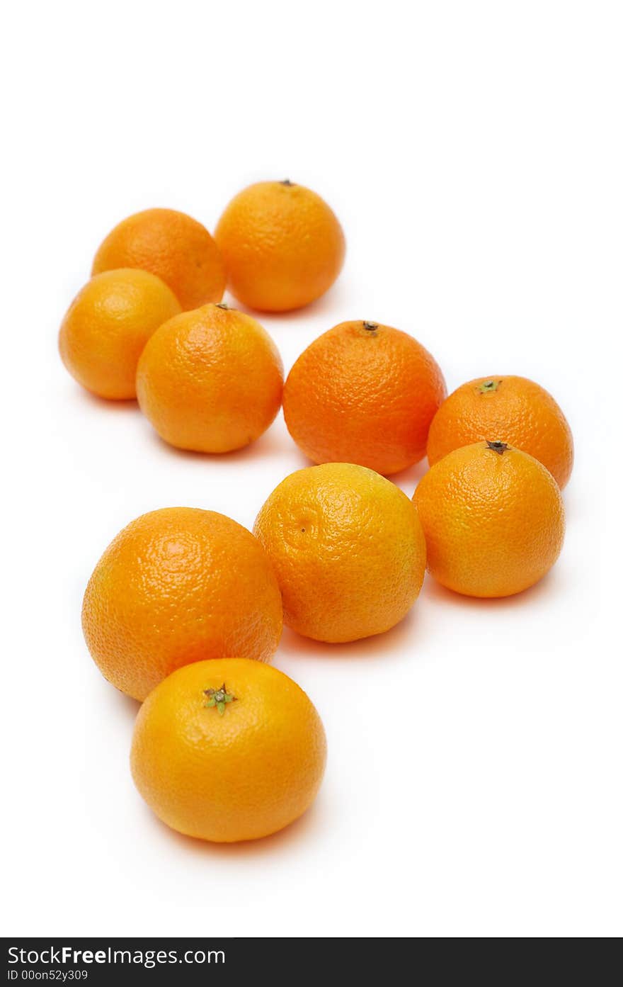 Group of tangerines on a white background