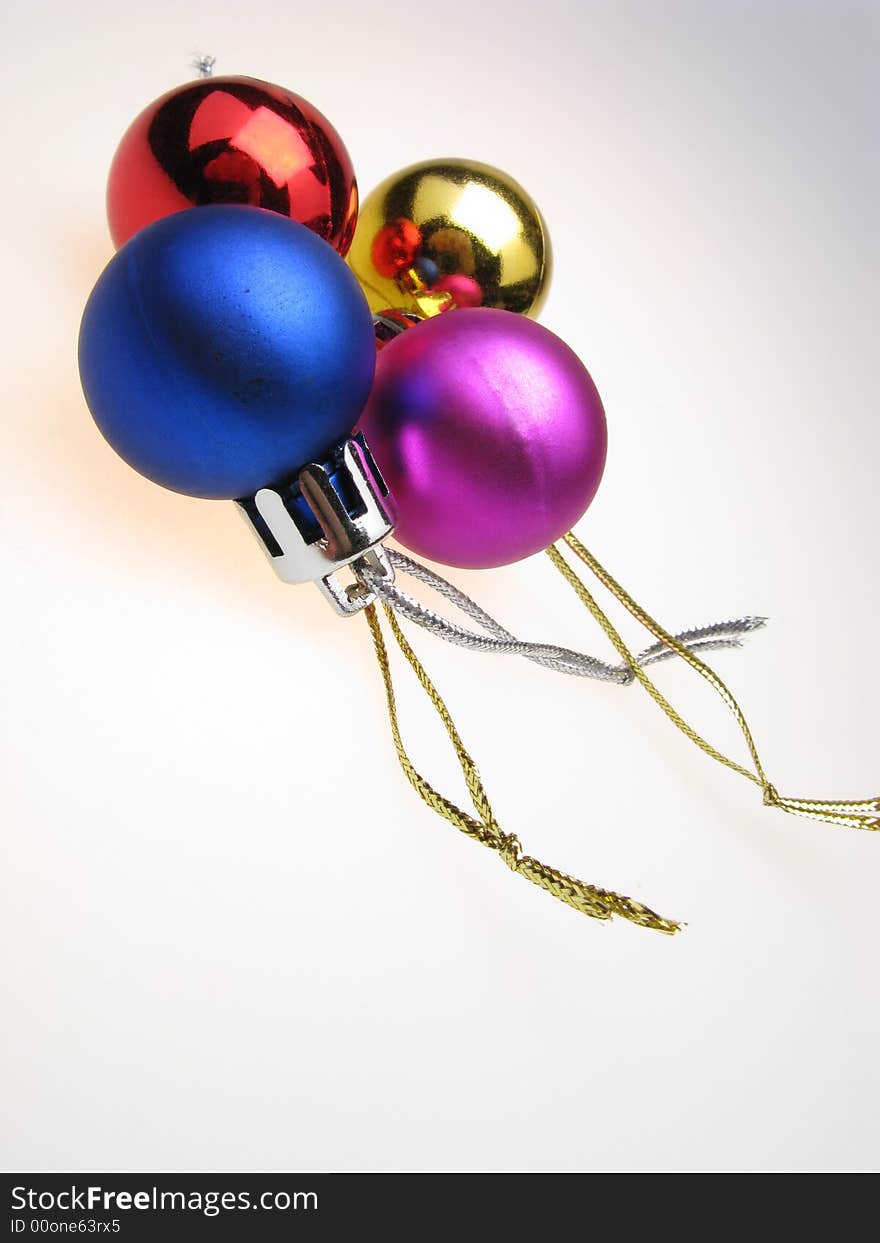 Four New Year's spheres on white background. Four New Year's spheres on white background