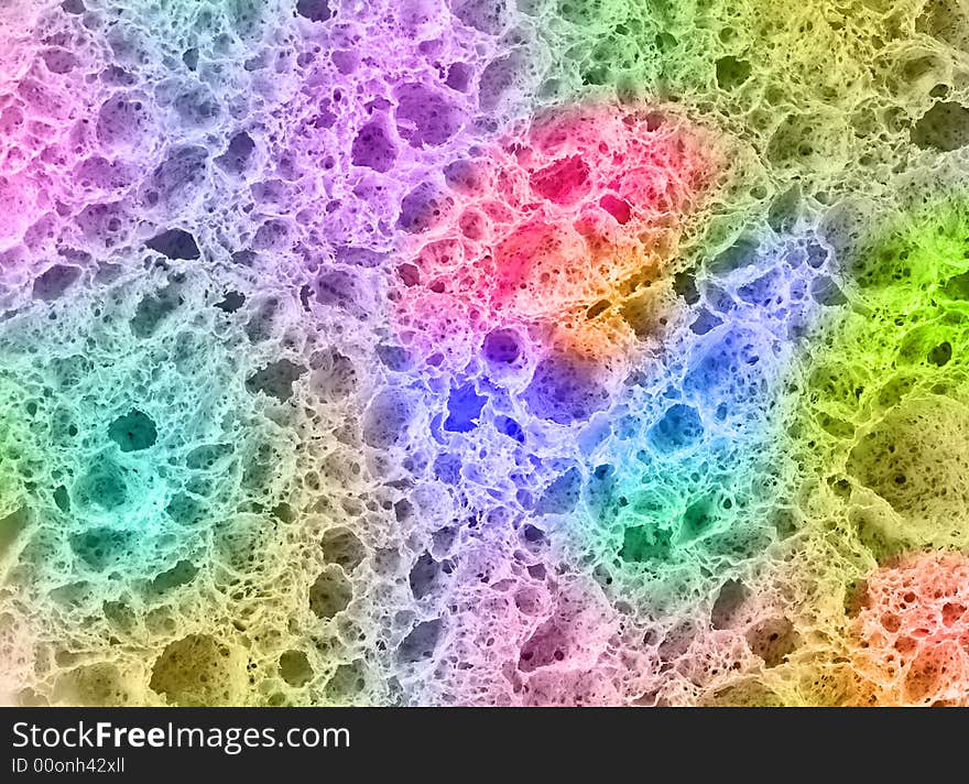 Colorful sponge in closeup