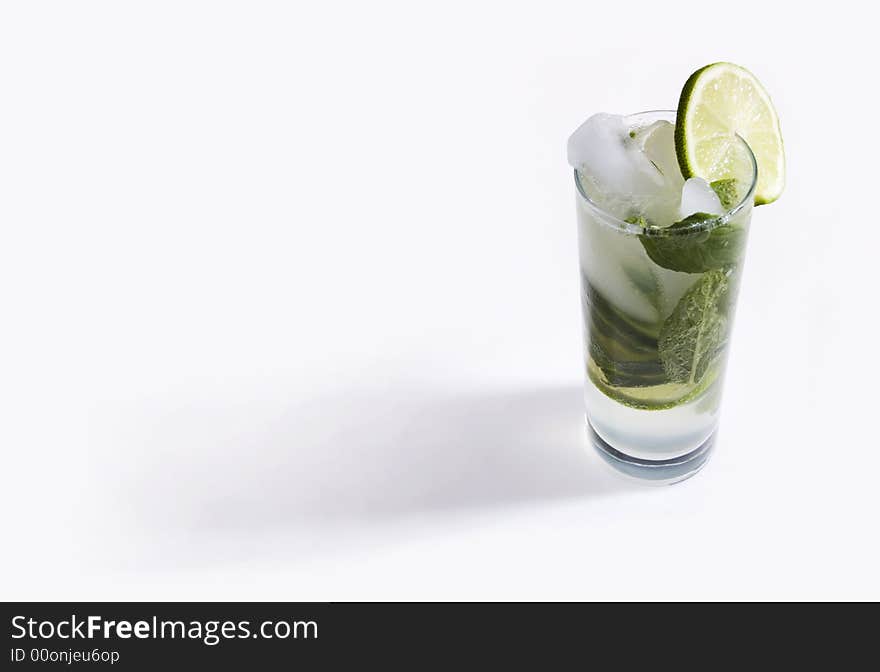 Aerial View Of Mojito with mint and lime.