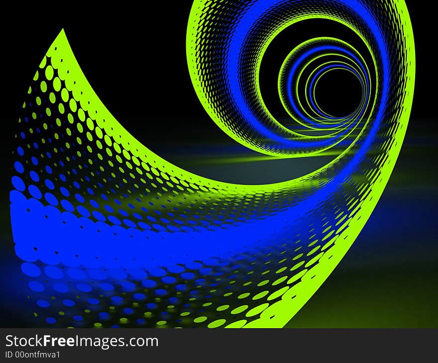 Halftone swirl on black background. Halftone swirl on black background