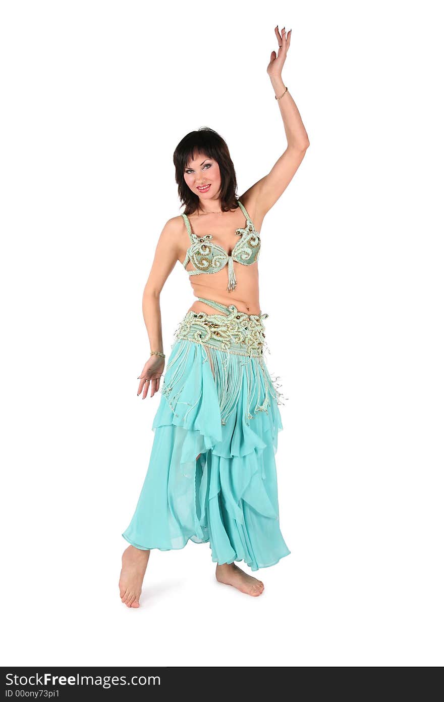 Belly dance woman on white