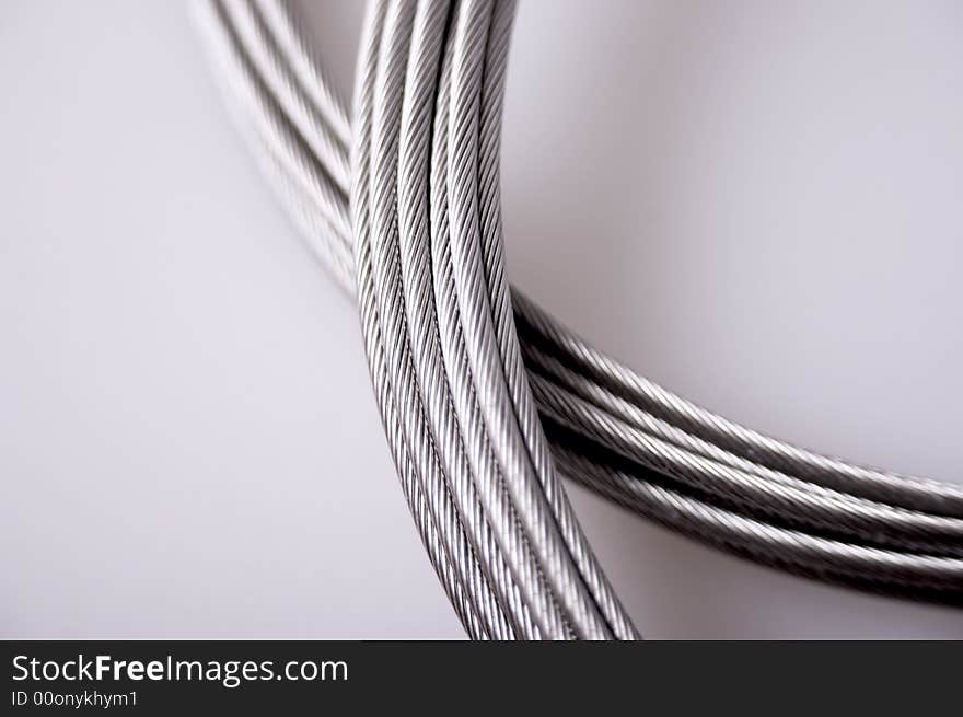 Silver cables isolated on white background