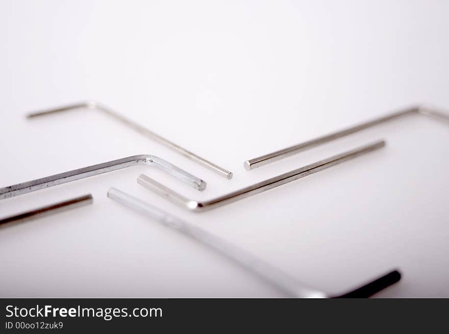 Zoom on silver hex keys