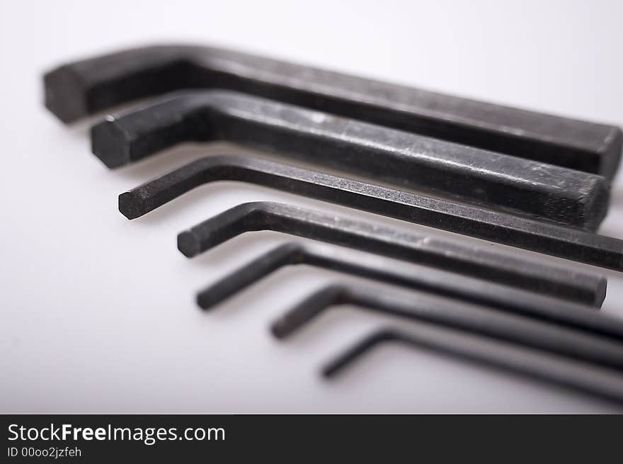 Zoom on silver hex keys