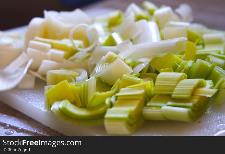 Slices of leeks