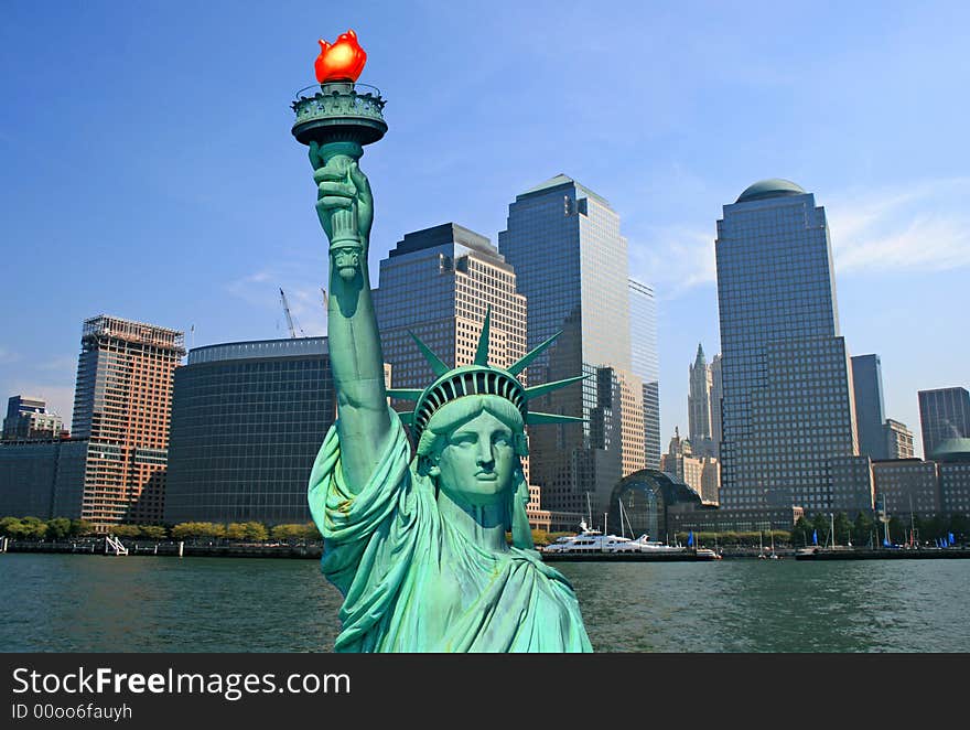 The Statue of Liberty and NYC skyline