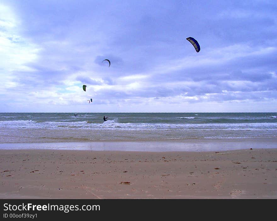 Kiteboarding, Henley Beach, Adelaide, Australia.