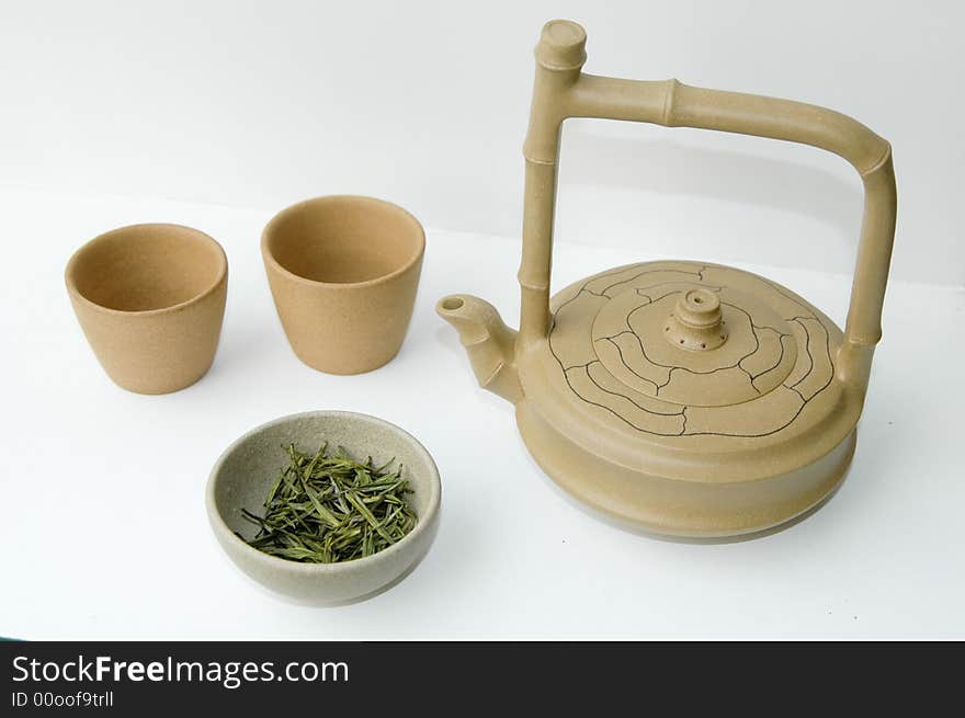 Chinese tea set with teapot and cup