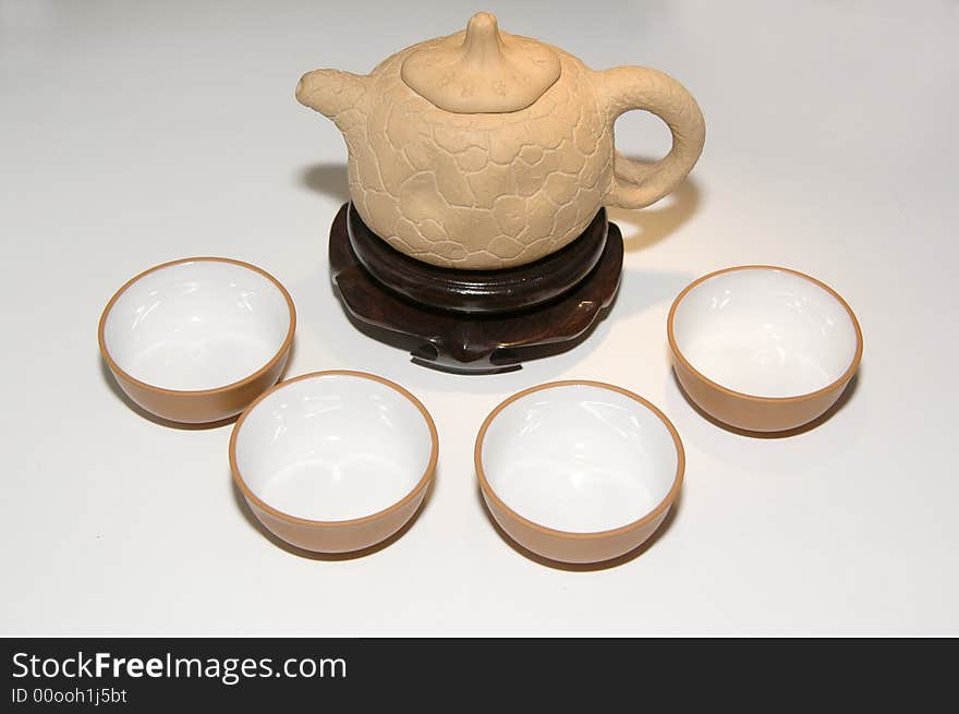 Chinese tea set with teapot and cup