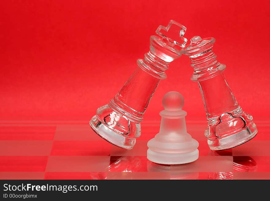 Isolated chess pieces on red background. Isolated chess pieces on red background