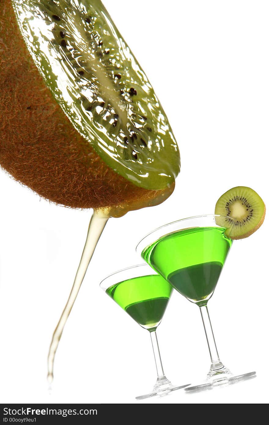 Kiwi a drink on a white background