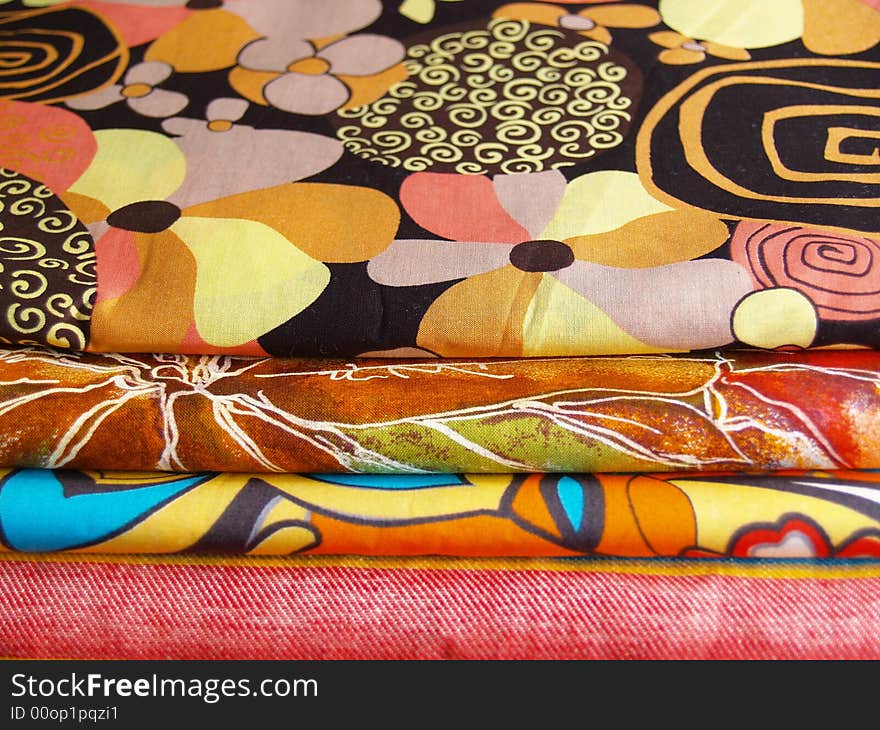 Colored print textiles for sewing. Colored print textiles for sewing