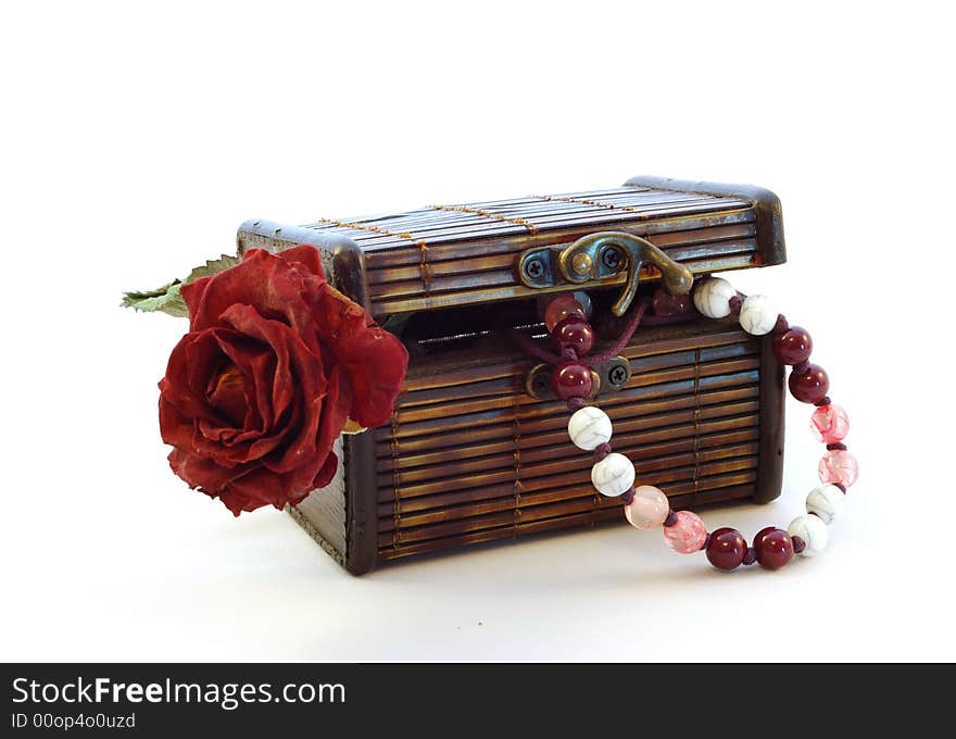 Wood chest isolated on the white background