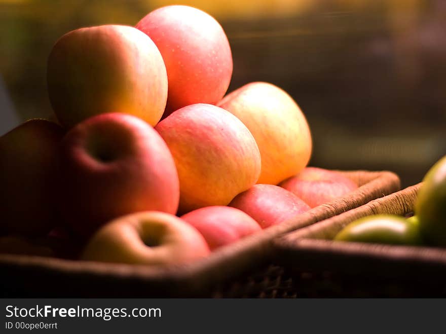 Apples in basket ready to be turned into juices. Apples in basket ready to be turned into juices