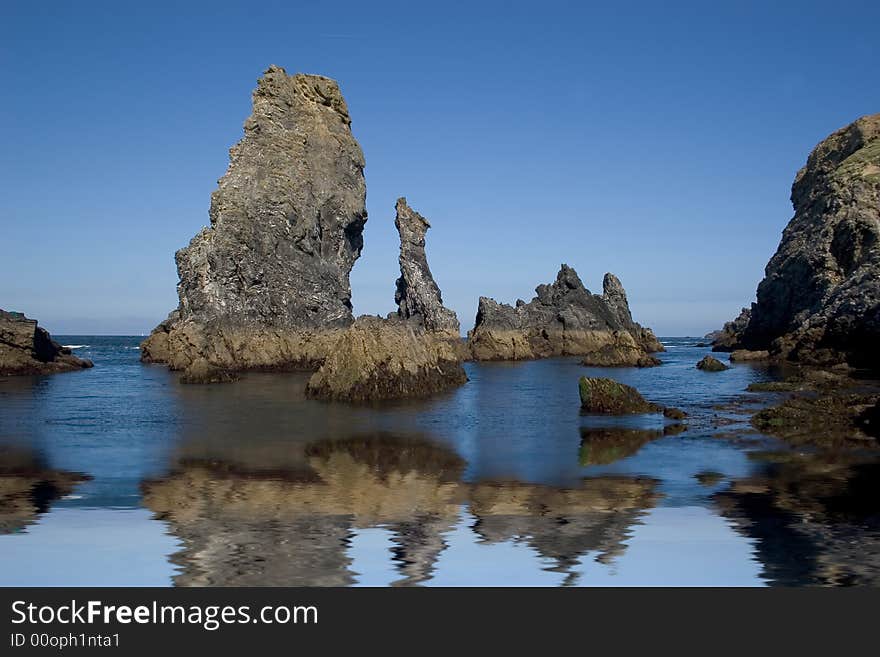 Rocks in the sea during the low tide