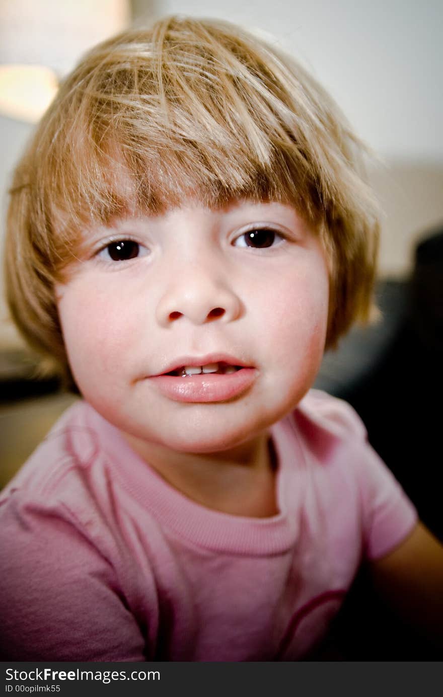 Three year old girl making faces. Three year old girl making faces