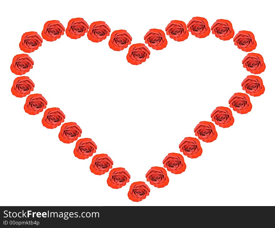 Heart from red roses isolated