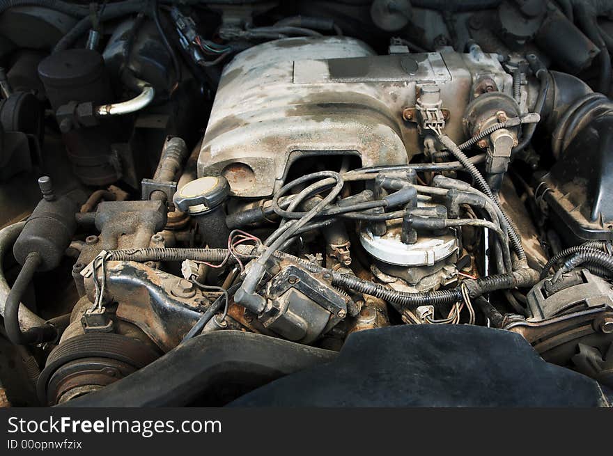 The powerful and dusty engine of the modern car