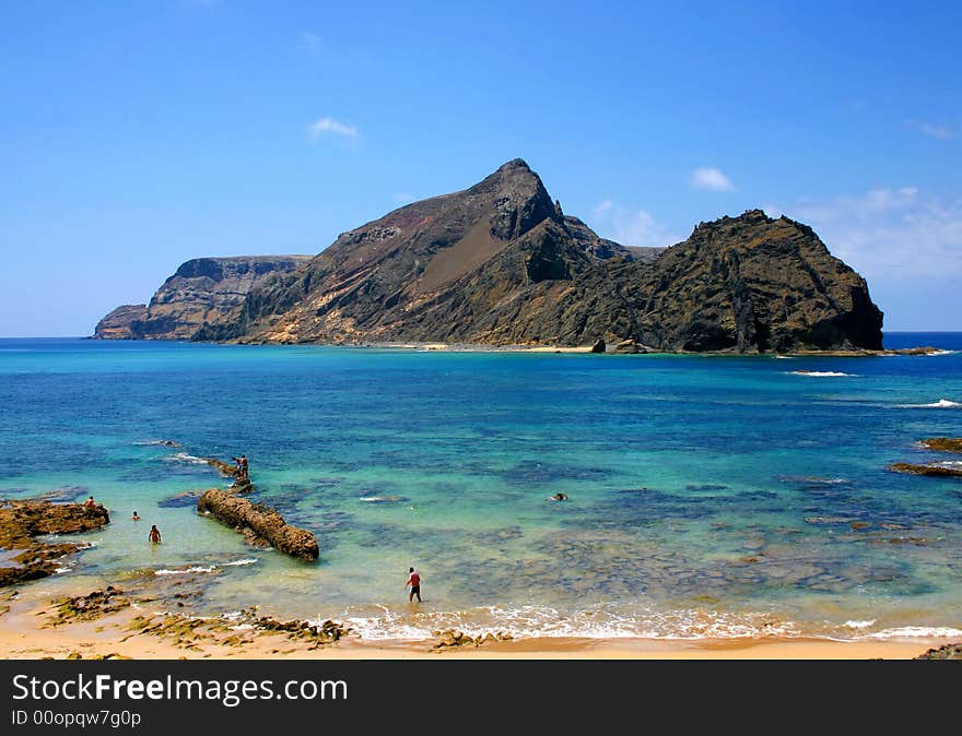 Tropical beach with island ahead