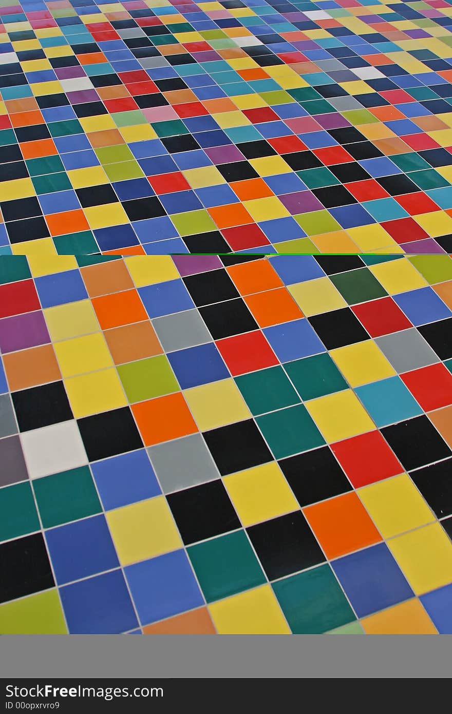 Perspective of colorful mosaic tiles