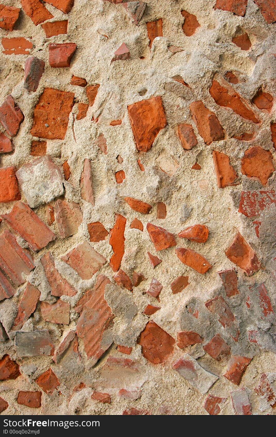 Wall made of concrete and brick