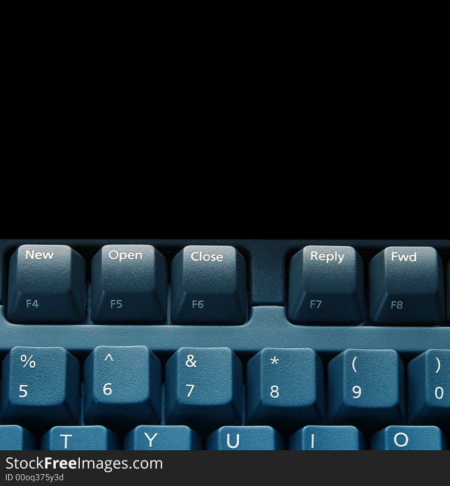 Close-up of wireless keyboard keys on black background. Close-up of wireless keyboard keys on black background