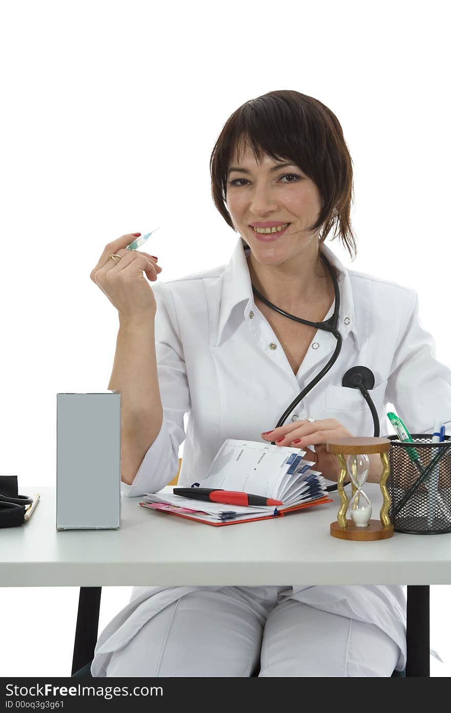 Young doctor with stethoscope on isolated background