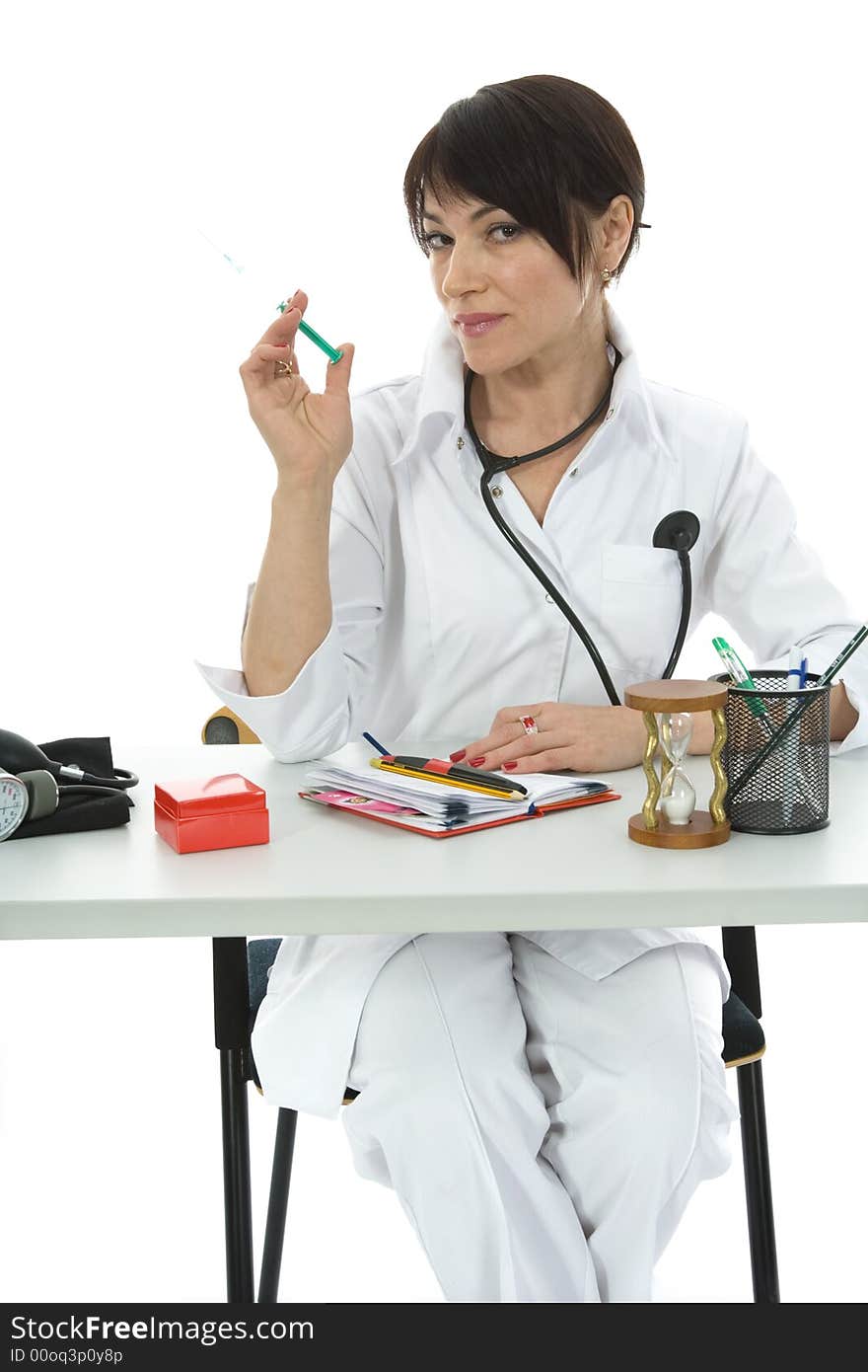 Young doctor with stethoscope on isolated background