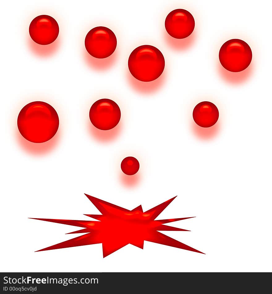 Red 3d balloons falling on white background. Red 3d balloons falling on white background