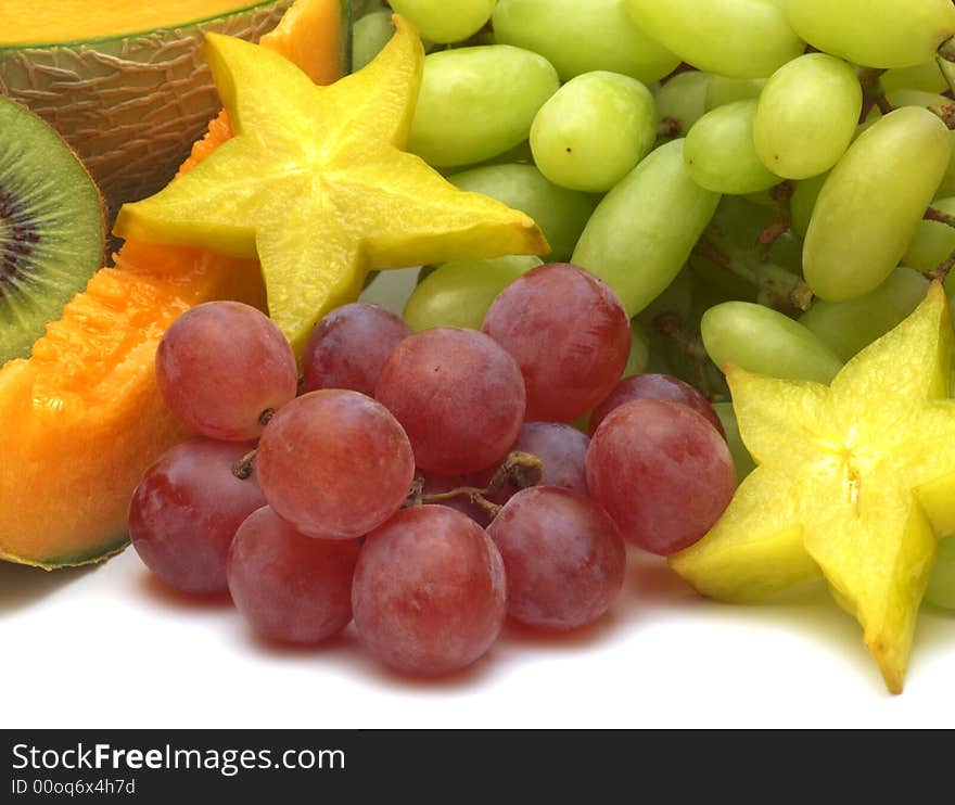 Fresh fruits on white background