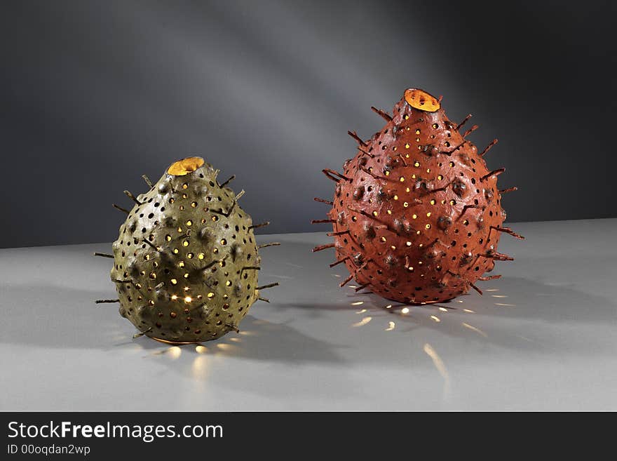 Two artistic papermache handicraft lamp. Two artistic papermache handicraft lamp