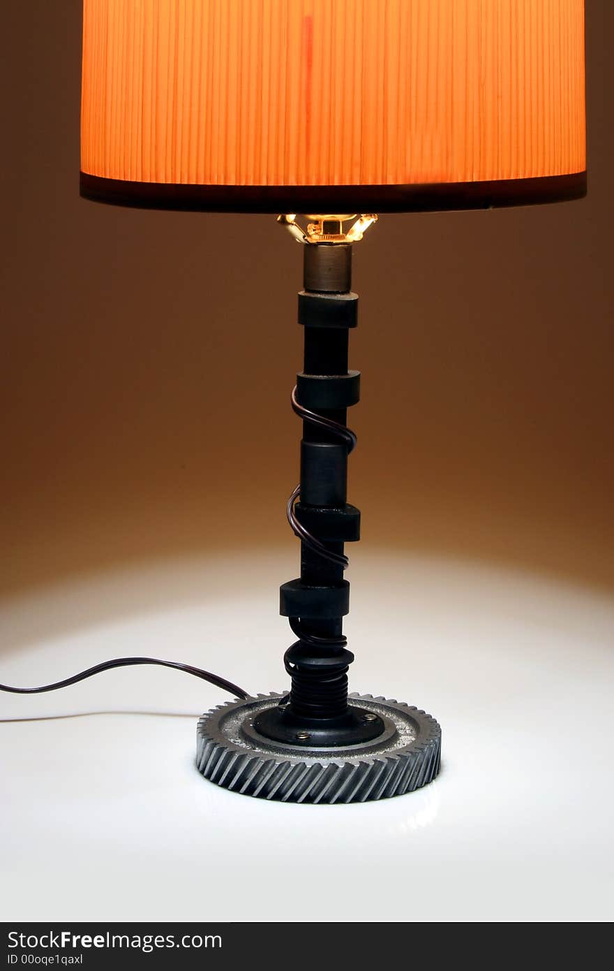 Lamp made out of automotive camshaft and gear. Lamp made out of automotive camshaft and gear