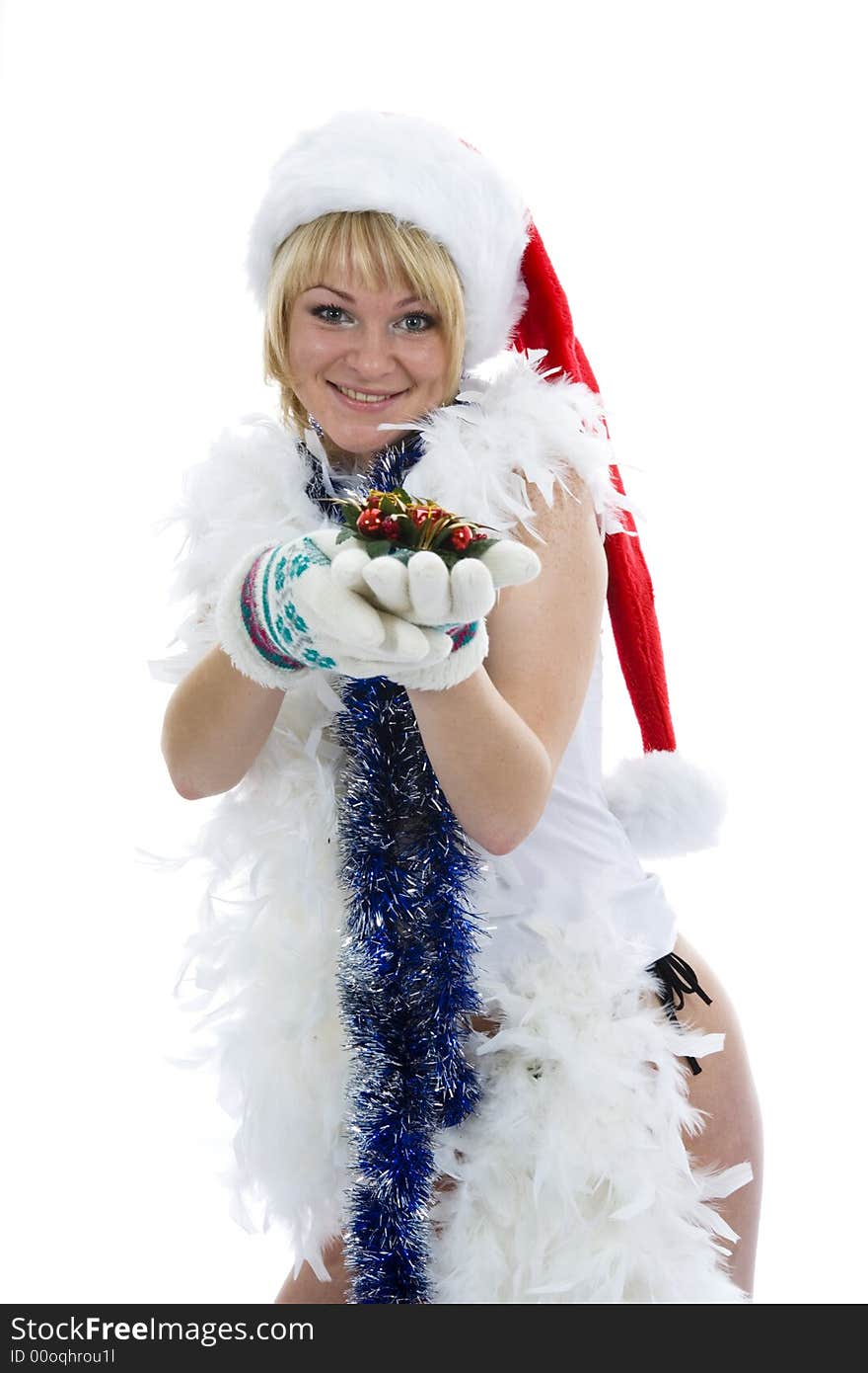 Attractive woman in Santa Cap