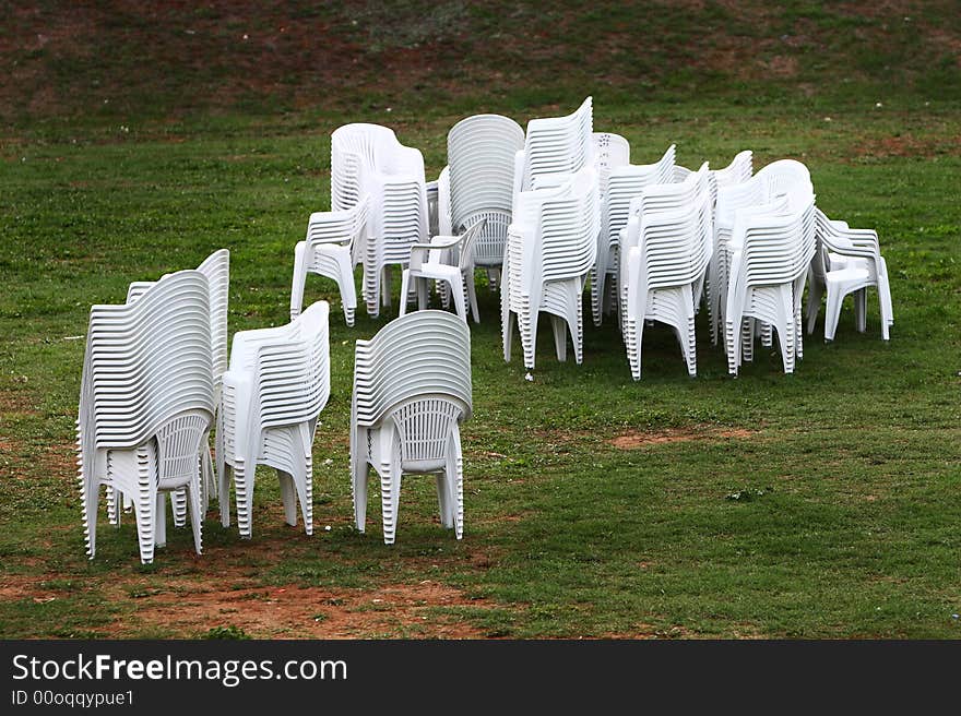 Chairs after party in the field