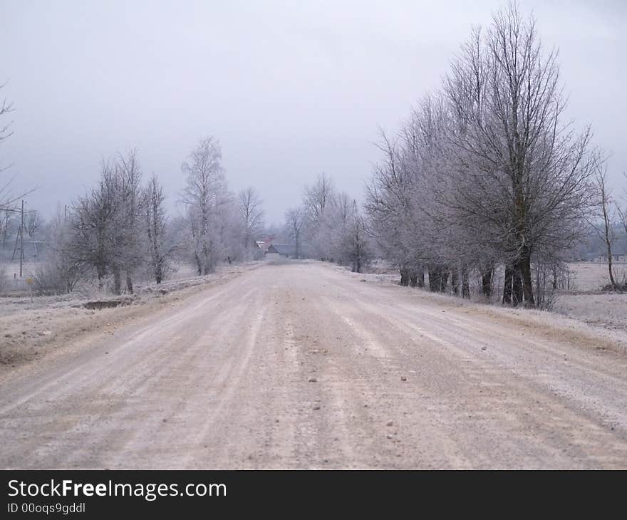 Farm track in frozen winter. Farm track in frozen winter