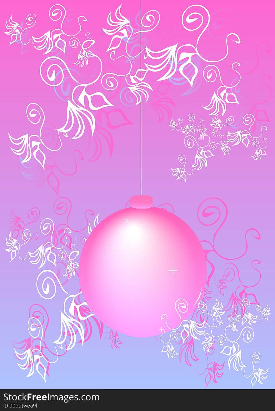 Decorative christmas baubles pink background