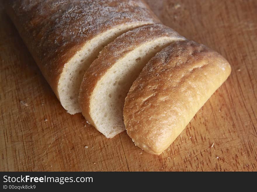 White bread on the table.